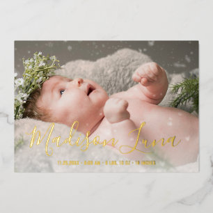 Invitation En Aluminium Faire annonce de naissance de fille avec feuille d