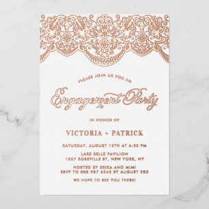 Invitation En Aluminium Faire Broderie Dentelle Rose Or Fête de Fiançaille