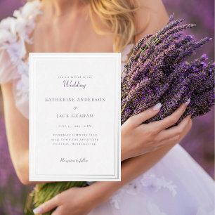Invitation En Aluminium Faire cadre argent texte lavande Mariage Argent