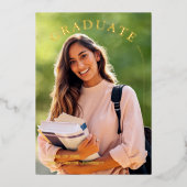 Invitation En Aluminium Faire-Def Simple Script Photo Diplômé (Recto)