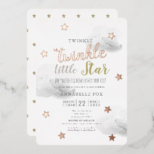 Invitation En Aluminium Faire Dodo Petite Étoile Nuages Gris Baby Shower