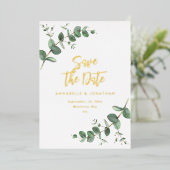 Invitation En Aluminium faire écho Eucalyptus moderne mariage enregistrer  (Debout devant)