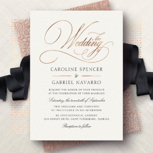 Invitation En Aluminium Faire Écriture Calligraphique Élégante Mariage Inv