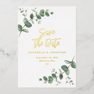 Invitation En Aluminium faire foil Eucalyptus mariage moderne enregistrer 