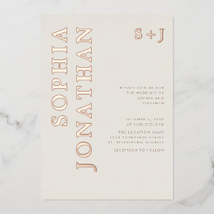 Invitation En Aluminium Faire Mariage Rose Gold Typographie Gras Tout en U