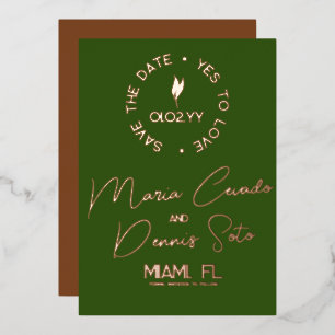 Invitation En Aluminium Faire part de date de Botanical Green Brown Script