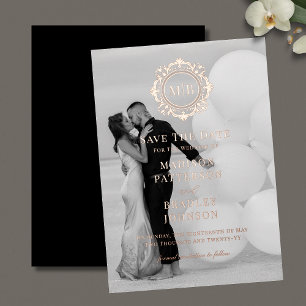Invitation En Aluminium Faire part de mariage avec photo et monogramme flo