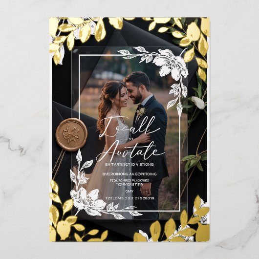 Invitation En Aluminium "Faire-part de mariage en acrylique floral Boho Ch (Recto)