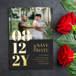 Invitation En Aluminium Faire part de mariage en typographie gris or