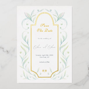 Invitation En Aluminium Faire part de mariage Feuilles Vertes