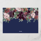 Invitation En Aluminium Faire part de mariage floral prune marine avec pho (Verso)