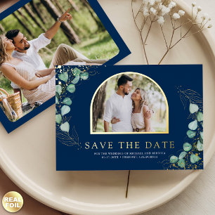 Invitation En Aluminium Faire part de mariage photo Navy Eucalyptus