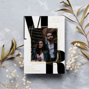 Invitation En Aluminium Faire part moderne avec grandes initiales noires