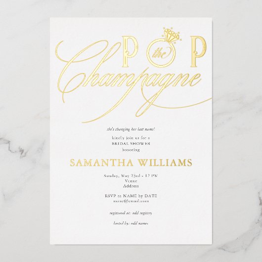 Invitation En Aluminium Faire sauter le champagne Simple Script Enterremen (Recto)