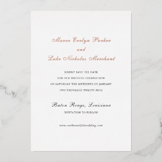 Invitation En Aluminium Faire un mariage traditionnel Enregistrer la date (Recto)
