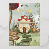 Invitation En Aluminium Fairy First Whimsical Forest Champignons 1er anniv (Recto)
