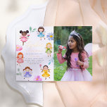 Invitation En Aluminium Fairy Garden Floral Girl Photo Anniversaire<br><div class="desc">Ajoutez un peu de brillance à vos invitations de fête d'anniversaire avec de l'or, de l'argent ou de l'or rose ! Célébrez le grand jour de votre petit avec cette invitation à la fête d'anniversaire sur le thème de la fée. Ce dessin sur le côté gauche présente le nom de...</div>
