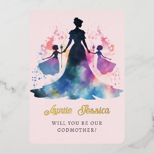 Invitation En Aluminium Fairy GIrls Soeurs Aquarelle Photo Godmère
