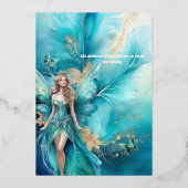 Invitation En Aluminium Fairy princess turquoise or mythique conte de fées (Verso)