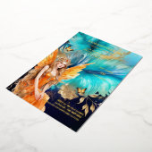 Invitation En Aluminium Fairy princess turquoise orange mythique conte de  (Rotation)