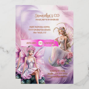Invitation En Aluminium Fairy princesse rose conte de fées aquarelle fille