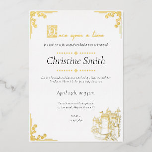 Invitation En Aluminium Fairy Tale Book Theme Book Gold Baby shower