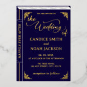 Invitation En Aluminium Fairy Tale Whimsbook Couverture Marine Blue Mariag (Recto)