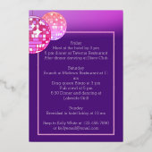 Invitation En Aluminium Faisons du disco néon pour l'enterrement de vie de (Verso)