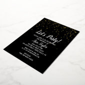 Invitation En Aluminium Faisons la fête Confetti sur Black Birthday Party  (Rotation)