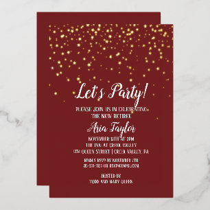 Invitation En Aluminium Faisons la fête Confetti sur la Bourgogne Retraite