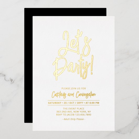 Invitation En Aluminium Faisons la fête | Script Chic N'Importe Quel Événe (Recto/Verso)