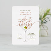 Invitation En Aluminium Faites-le trente Martini Anniversaire Rose Gold (Debout devant)