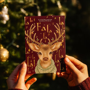 Invitation En Aluminium FaLaLaLaAquarelle Reindeer voeux de Noël