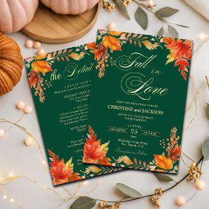 Invitation En Aluminium Fall in Love Détails sur Back Floral Mariage Gold