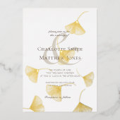 Invitation En Aluminium Falling Gold Ginkgo Feuilles mariage élégant (Recto)