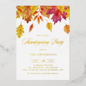Invitation En Aluminium Falling Russe Feuille Garland Thanksgiving Party (Recto)