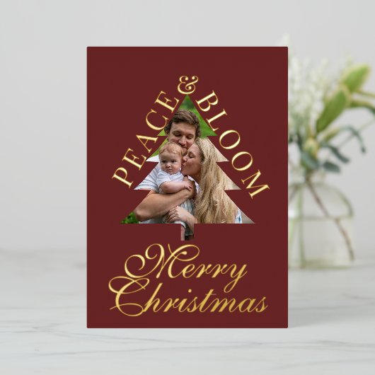 Invitation En Aluminium Family photo handwritten script burgundy real (Debout devant)