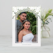 Invitation En Aluminium Fancy Frame Photo Wedding Flowers & Branches (Debout devant)