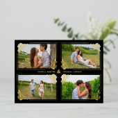 Invitation En Aluminium Fancy Golden Minimalist Branches Frame 4 Photos (Debout devant)