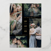 Invitation En Aluminium Fancy minimal moderne 4 Photos Collage Mariage (Verso)