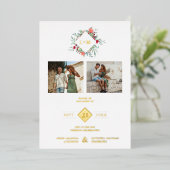 Invitation En Aluminium Fancy Modern Initials Botanical Anagram 2 Photos (Debout devant)