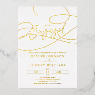 Invitation En Aluminium Fancy Script Nous sommes "Fiancés" Fête de Fiançai