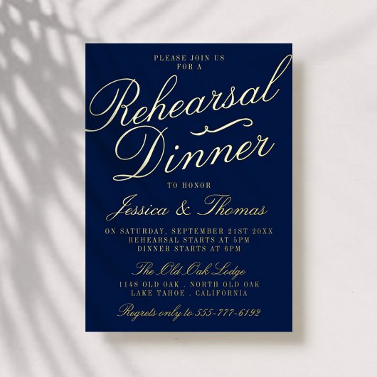 Invitation En Aluminium Fancy Typographie Mariage Dîner de répétition Real