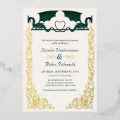 Invitation En Aluminium Fantasy Dragon Green Wedding (Recto)