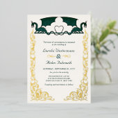 Invitation En Aluminium Fantasy Dragon Green Wedding (Debout devant)