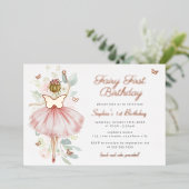 Invitation En Aluminium Fée papillon 1er anniversaire (Debout devant)