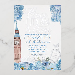 Invitation En Aluminium Fée Princesse Il était une fois Baby Shower Bleu