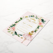 Invitation En Aluminium Fée rose Floral Premier Anniversaire Or (Rotation)