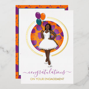 Invitation En Aluminium Félicitations pour les fiançailles ! Femme noire a