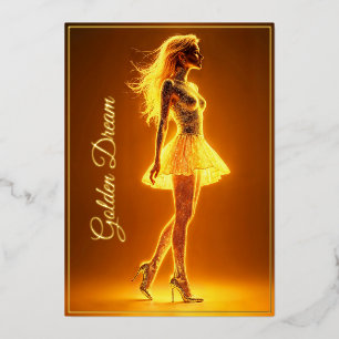 Invitation En Aluminium Femme de mode ensoleillée avec éclat corporel néon